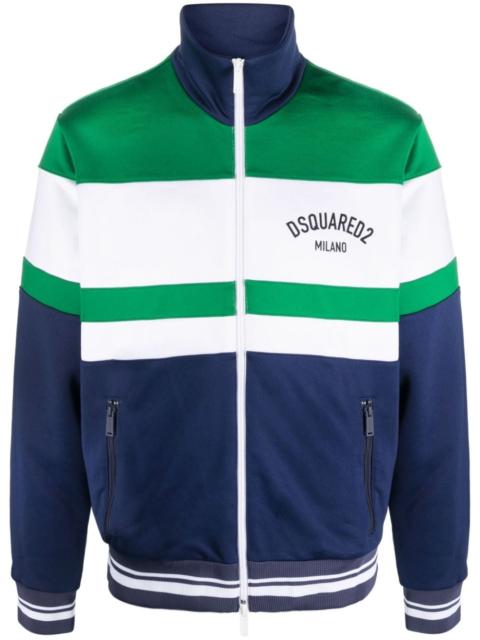 DSQUARED2 colour-block logo-print bomber jacket