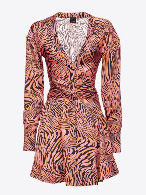 PINKO SATIN MINI DRESS WITH DISTORTED PRINT