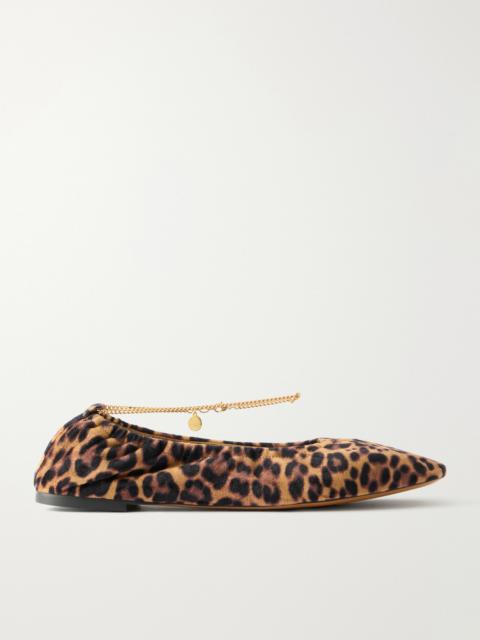 Stella McCartney Embellished Leopard-print Velvet Ballerina Flats