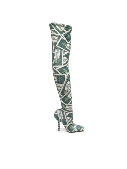 VETEMENTS Million Dollar Boomerang thigh-high 115mm boots