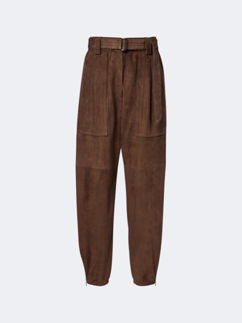 Brunello Cucinelli Belted suede tapered pants
