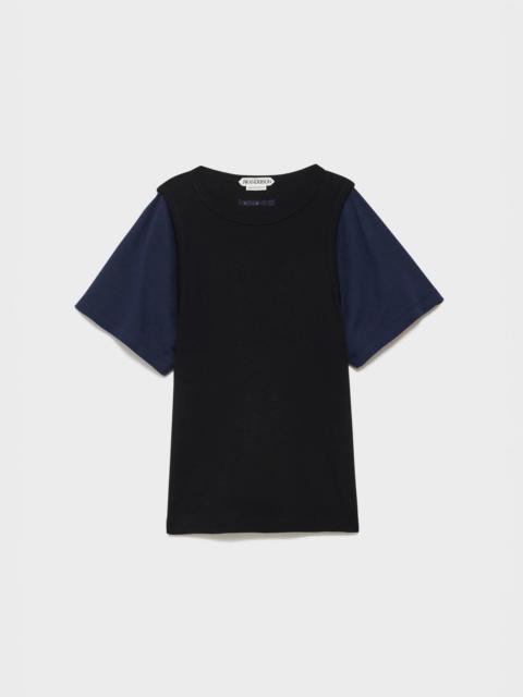 JW Anderson WOMENS DOUBLE-LAYERED T-SHIRT IN BLACK & NAVY