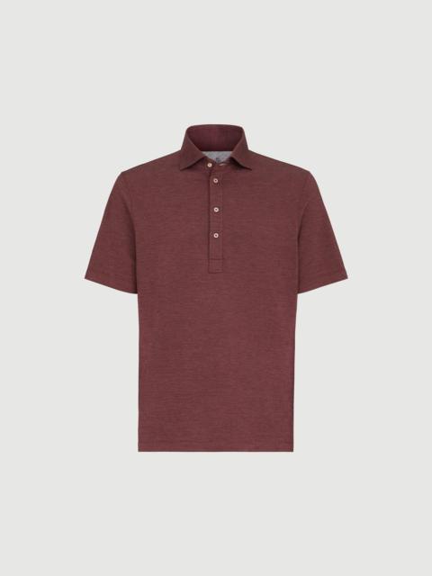 Brunello Cucinelli Virgin wool, silk and cotton piqué polo shirt with spread collar