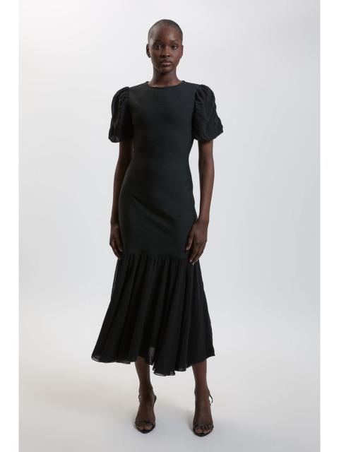 KAREN MILLEN Bandage Figure Form Chiffon Sleeve Knit Dress