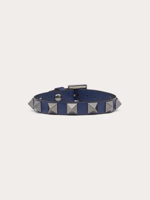 Valentino Rockstud leather bracelet with ruthenium studs