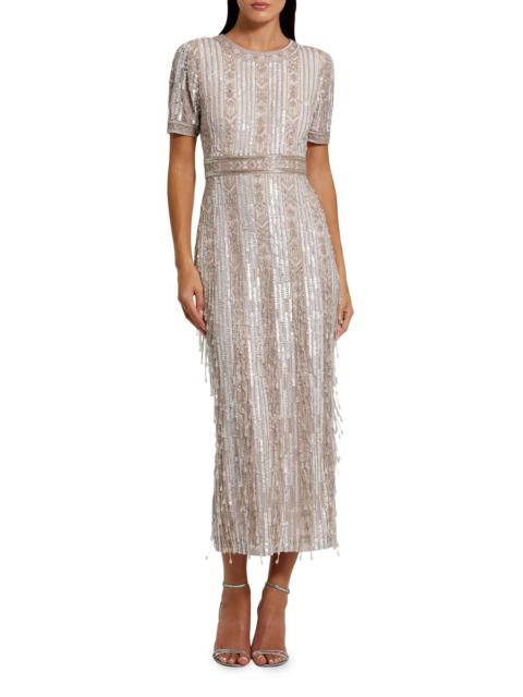 MAC DUGGAL Women's Cocktail Geometric Beaded Midi-Dress - Blush