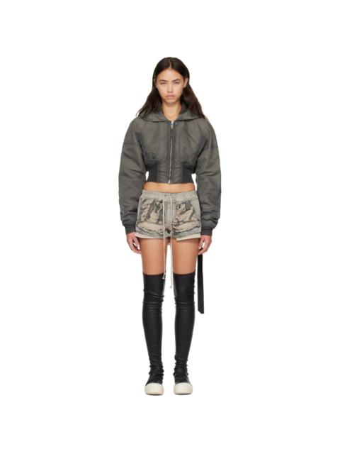 Rick Owens DRKSHDW Gray Tower Hooded Cropped Flight Jacket