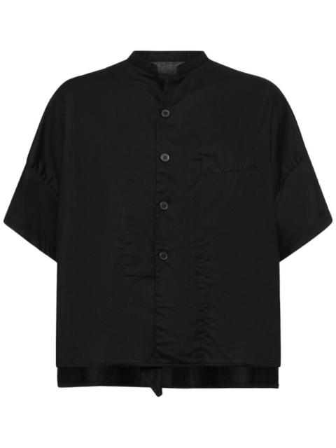 Yohji Yamamoto Draped cotton twill s/s boxy shirt