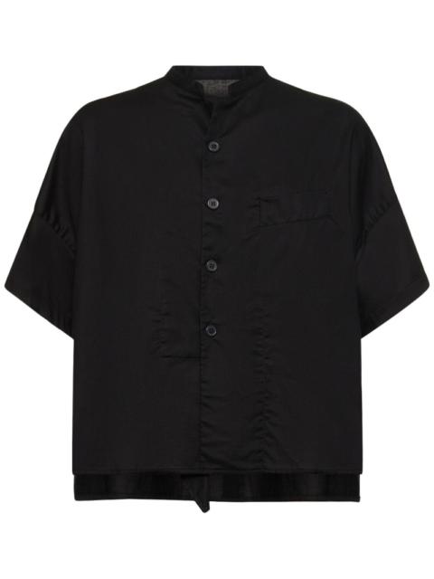 Draped cotton twill s/s boxy shirt