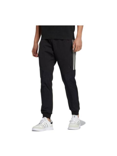 Men's adidas neo Side Stripe Solid Color Bundle Feet Sports Pants/Trousers/Joggers Black HC9679