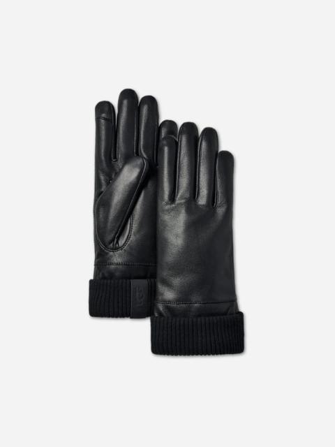 UGG ® Men's Leather Knit Cuff Glove in Black