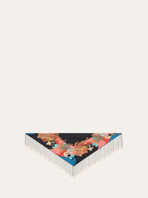 Etro Embroidered Paisley-Print Fringe Scarf