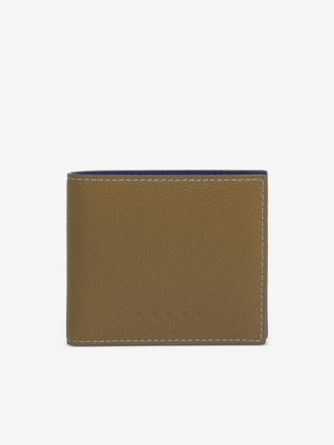 Marni light brown leather bifold wallet with contrast stitching