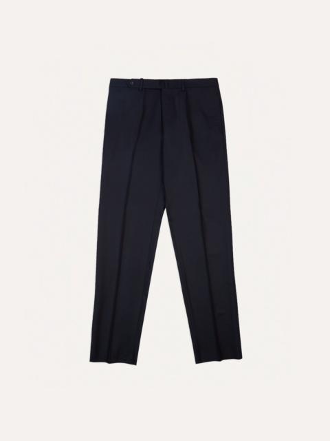 Drake's Navy Wool Flannel Flat Front Trousers