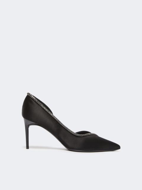 Max Mara PUMPCRYSTAL80 Crystal-adorned satin court shoes - BLACK