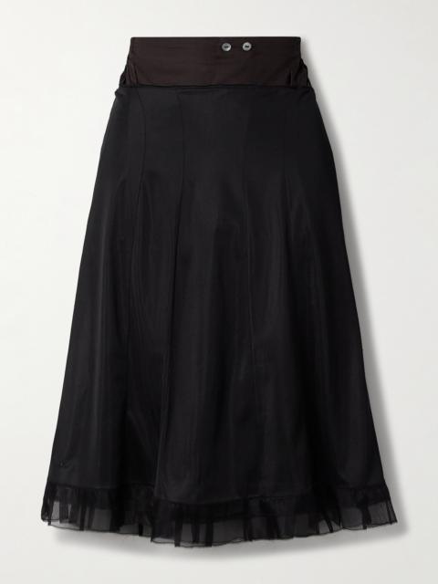 Maison Margiela Paneled Chiffon And Cotton Midi Skirt