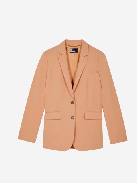 The Kooples LIGHT ORANGE LINEN AND COTTON STRAIGHT SUIT JACKET