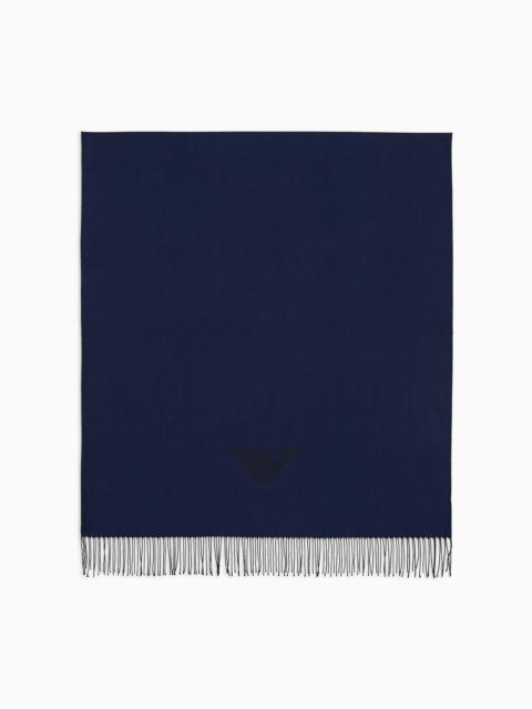 EMPORIO ARMANI Fringed scarf with eagle print