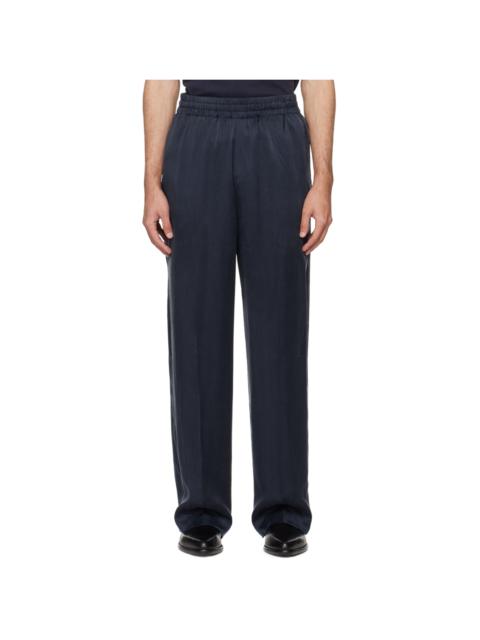 Navy Wind Elastic Trousers