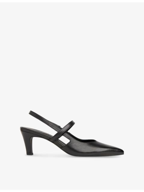 WHISTLES Cecily pointed-toe leather heeled slingbacks