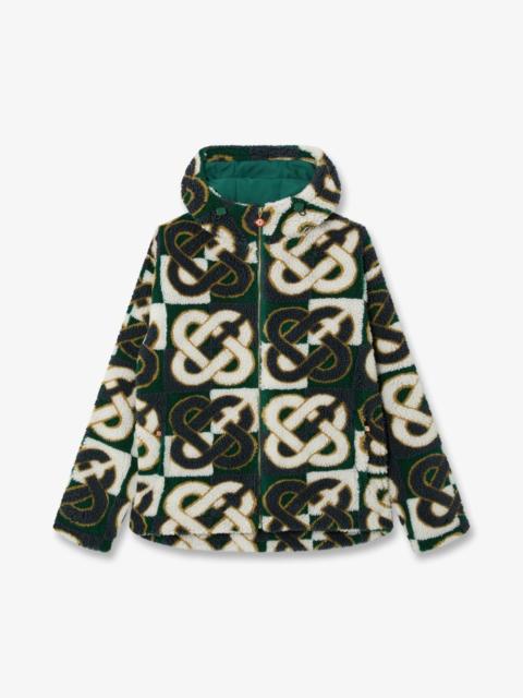 CASABLANCA Green & Navy Check Monogram Fleece Jacket | Casablanca Paris
