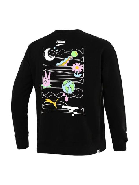 PUMA PUMA Back Large Printing Sports Training Knit Pullover Black 533037-01