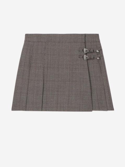 The Kooples PRINCE DE GALLES SHORT SKIRT IN BROWN WOOL