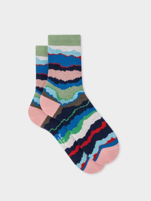 Paul Smith Women's Blue 'Torn Stripe' Socks