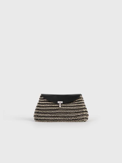 TOTEME Mini T-lock woven-leather clutch black/sand