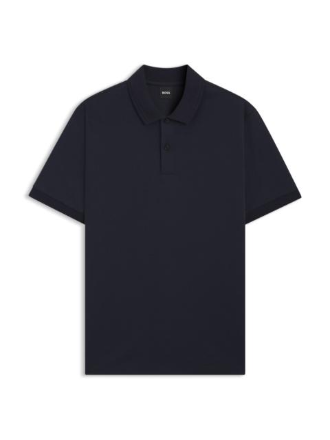 BOSS MONOGRAM-PLACKET POLO SHIRT IN A COTTON BLEND