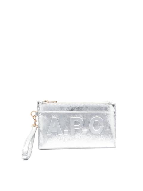 A.P.C. zip-up leather clutch bag