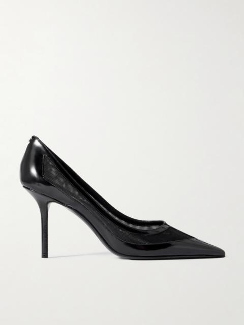 JIMMY CHOO Love 85 Mesh-trimmed Patent-leather Pumps