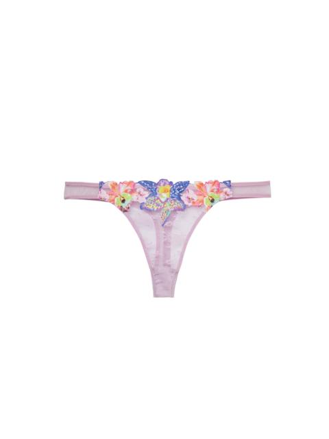 Fleur du Mal Orchid Embroidery Thong