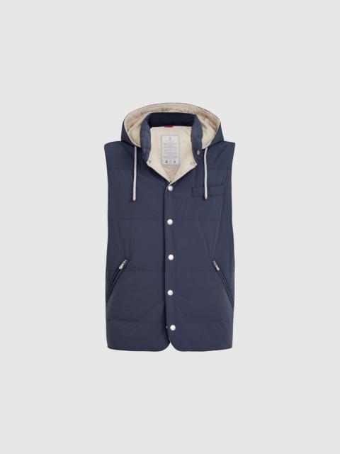 Brunello Cucinelli Bonded nylon down vest with detachable hood
