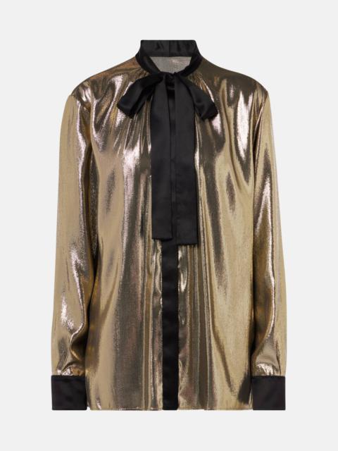 Dolce & Gabbana Tie-neck silk-blend lamé blouse