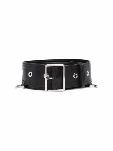 eyelet-embellished leather belt