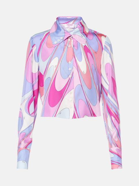 PUCCI Printed cropped silk twill shirt