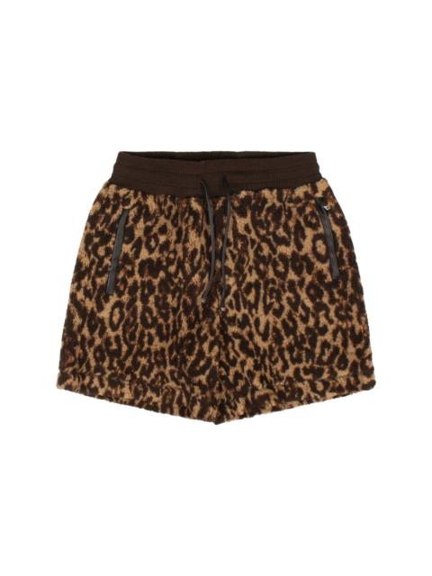 leopard-print fleece shorts