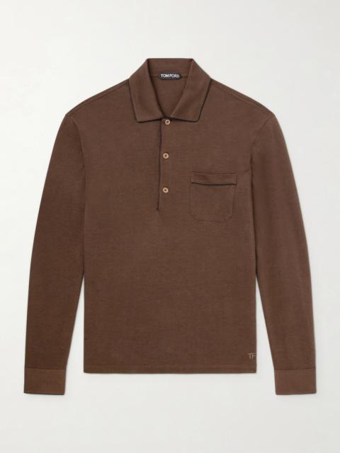 TOM FORD Piped Silk and Cotton-Blend Piqué Polo Shirt