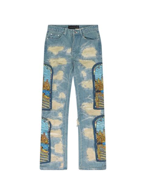 WHO DECIDES WAR stained glass ripped jeans