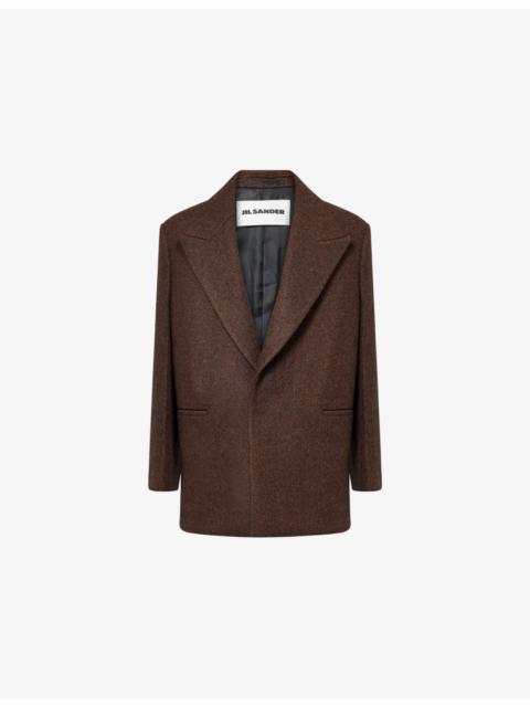 Jil Sander Compact Bitonal Gabardine Relaxed-Fit Wool Coat