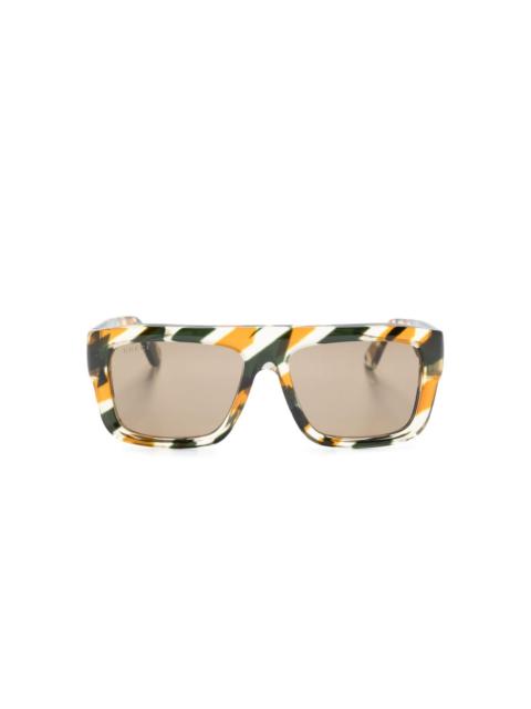 stripe-print square-frame sunglasses