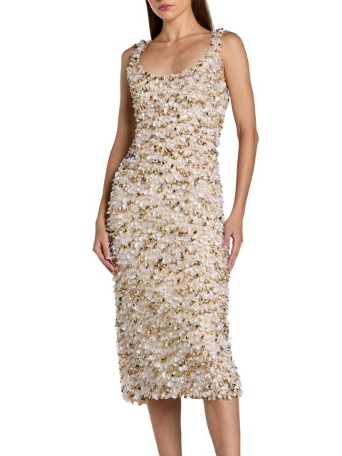 MAC DUGGAL Women's Paillette Beaded Sheath Midi-Dress - Oyster
