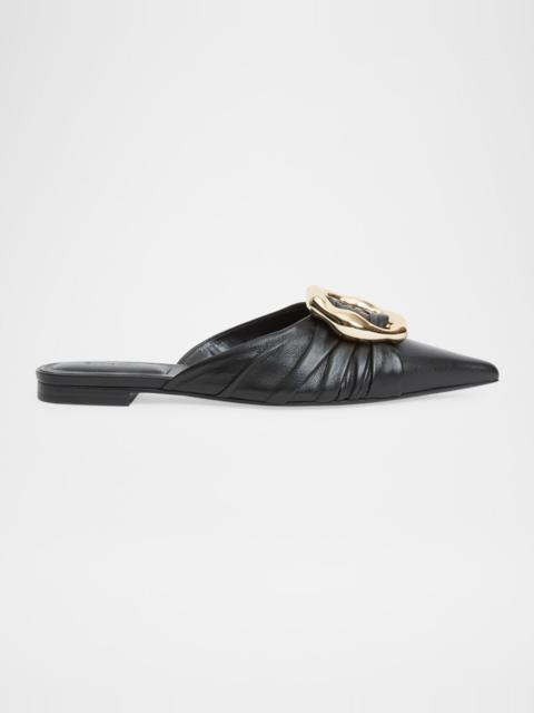 SIMKHAI Belle Leather Pointed-Toe Mules