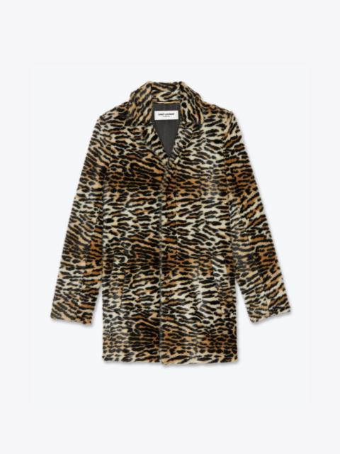 SAINT LAURENT faux-fur lynx-print coat