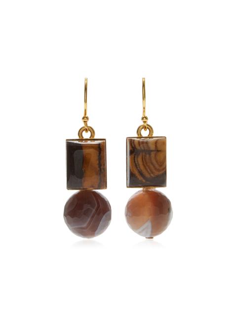Jennifer Behr Palmer Tiger's Eye, Agate Earrings brown