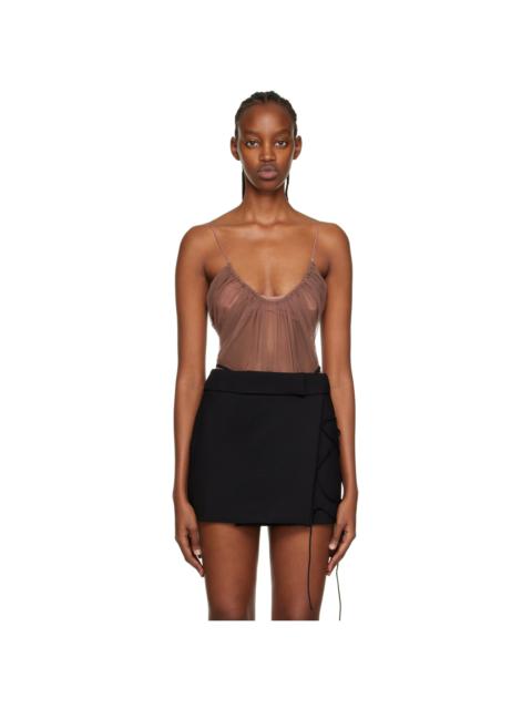 Brown Gathered Bodysuit