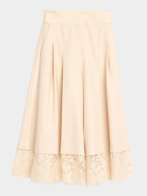 Zimmermann Valiant Lace-Hem Stretch-Wool Skirt