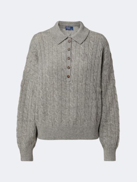 Polo Ralph Lauren Cable-knit wool and cashmere polo sweater