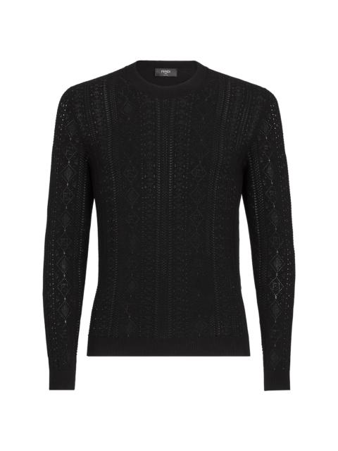 macramé long-sleeve knitted jumper